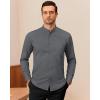 imageJVER Mandarin Collar Shirts for Men Stretchy Long Sleeve Collarless Button Down Dress Shirt with PocketGrey
