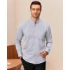 imageJVER Mandarin Collar Shirts for Men Stretchy Long Sleeve Collarless Button Down Dress Shirt with PocketLight Grey