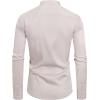 imageJVER Mandarin Collar Shirts for Men Stretchy Long Sleeve Collarless Button Down Dress Shirt with PocketLight Khaki