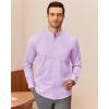 imageJVER Mandarin Collar Shirts for Men Stretchy Long Sleeve Collarless Button Down Dress Shirt with PocketLight Purple
