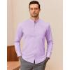 imageJVER Mandarin Collar Shirts for Men Stretchy Long Sleeve Collarless Button Down Dress Shirt with PocketLight Purple