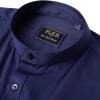 imageJVER Mandarin Collar Shirts for Men Stretchy Long Sleeve Collarless Button Down Dress Shirt with PocketNavy Blue
