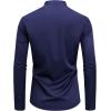 imageJVER Mandarin Collar Shirts for Men Stretchy Long Sleeve Collarless Button Down Dress Shirt with PocketNavy Blue