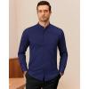 imageJVER Mandarin Collar Shirts for Men Stretchy Long Sleeve Collarless Button Down Dress Shirt with PocketNavy Blue