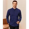 imageJVER Mandarin Collar Shirts for Men Stretchy Long Sleeve Collarless Button Down Dress Shirt with PocketNavy Blue