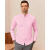 imageJVER Mandarin Collar Shirts for Men Stretchy Long Sleeve Collarless Button Down Dress Shirt with PocketPink