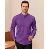 imageJVER Mandarin Collar Shirts for Men Stretchy Long Sleeve Collarless Button Down Dress Shirt with PocketPurple