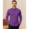 imageJVER Mandarin Collar Shirts for Men Stretchy Long Sleeve Collarless Button Down Dress Shirt with PocketPurple