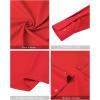 imageJVER Mandarin Collar Shirts for Men Stretchy Long Sleeve Collarless Button Down Dress Shirt with PocketRed