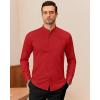 imageJVER Mandarin Collar Shirts for Men Stretchy Long Sleeve Collarless Button Down Dress Shirt with PocketRed