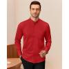 imageJVER Mandarin Collar Shirts for Men Stretchy Long Sleeve Collarless Button Down Dress Shirt with PocketRed