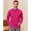 imageJVER Mandarin Collar Shirts for Men Stretchy Long Sleeve Collarless Button Down Dress Shirt with PocketRose Red