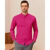imageJVER Mandarin Collar Shirts for Men Stretchy Long Sleeve Collarless Button Down Dress Shirt with PocketRose Red