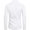 imageJVER Mandarin Collar Shirts for Men Stretchy Long Sleeve Collarless Button Down Dress Shirt with PocketWhite