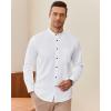 imageJVER Mandarin Collar Shirts for Men Stretchy Long Sleeve Collarless Button Down Dress Shirt with PocketWhite Black