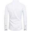 imageJVER Mandarin Collar Shirts for Men Stretchy Long Sleeve Collarless Button Down Dress Shirt with PocketWhite Black
