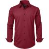 imageJVER Mens Dress Shirts Stretch Long Sleeve Formal Shirt Solid Business Casual Button Down Shirts for Wedding PromBurgundy