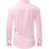 imageJVER Mens Dress Shirts Stretch Long Sleeve Formal Shirt Solid Business Casual Button Down Shirts for Wedding PromPink