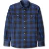 imageJVER Flannel Shirt for Men Plaid Long Sleeve Casual Button Down Shirts Regular Fit Cotton Buffalo Checkered Top with PocketsDark Blue Black