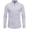 imageJVER Mandarin Collar Shirts for Men Stretchy Long Sleeve Collarless Button Down Dress Shirt with PocketLight Grey