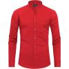 imageJVER Mandarin Collar Shirts for Men Stretchy Long Sleeve Collarless Button Down Dress Shirt with PocketRed