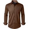 imageJVER Mens Dress Shirts Stretch Long Sleeve Formal Shirt Solid Business Casual Button Down Shirts for Wedding PromBrown