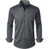 imageJVER Mens Dress Shirts Stretch Long Sleeve Formal Shirt Solid Business Casual Button Down Shirts for Wedding PromGrey