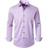 imageJVER Mens Dress Shirts Stretch Long Sleeve Formal Shirt Solid Business Casual Button Down Shirts for Wedding PromLavender Purple