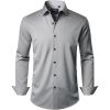 imageJVER Mens Dress Shirts Stretch Long Sleeve Formal Shirt Solid Business Casual Button Down Shirts for Wedding PromSilver Grey