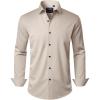 imageJVER Mens Dress Shirts Stretch Long Sleeve Formal Shirt Solid Business Casual Button Down Shirts for Wedding PromTan