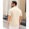 imageJVER Mens Polo Shirts Short Sleeve Waffle Knit Textured Shirt Classic Casual Collared Golf Polo ShirtBeige