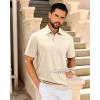 imageJVER Mens Polo Shirts Short Sleeve Waffle Knit Textured Shirt Classic Casual Collared Golf Polo ShirtBeige