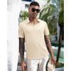 imageJVER Mens Polo Shirts Short Sleeve Waffle Knit Textured Shirt Classic Casual Collared Golf Polo ShirtBeige
