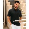 imageJVER Mens Polo Shirts Short Sleeve Waffle Knit Textured Shirt Classic Casual Collared Golf Polo ShirtBlack