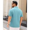 imageJVER Mens Polo Shirts Short Sleeve Waffle Knit Textured Shirt Classic Casual Collared Golf Polo ShirtBlue