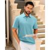 imageJVER Mens Polo Shirts Short Sleeve Waffle Knit Textured Shirt Classic Casual Collared Golf Polo ShirtBlue