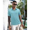 imageJVER Mens Polo Shirts Short Sleeve Waffle Knit Textured Shirt Classic Casual Collared Golf Polo ShirtBlue
