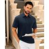 imageJVER Mens Polo Shirts Short Sleeve Waffle Knit Textured Shirt Classic Casual Collared Golf Polo ShirtNavy Blue