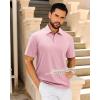 imageJVER Mens Polo Shirts Short Sleeve Waffle Knit Textured Shirt Classic Casual Collared Golf Polo ShirtPink