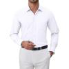 imageJVER Oxford Shirts for Men Stretch Button Down Shirts Solid Casual Long Sleeve Dress Shirts with PocketWhite