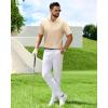 imageJVER Polo Shirts for Men Short Sleeve Ribbed Textured Knit Shirt Stretch Casual Golf TopsBeige