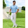 imageJVER Polo Shirts for Men Short Sleeve Ribbed Textured Knit Shirt Stretch Casual Golf TopsBlue