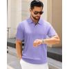 imageJVER Polo Shirts for Men Short Sleeve Ribbed Textured Knit Shirt Stretch Casual Golf TopsLavender Purple