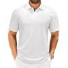 imageJVER Mens Polo Shirts Short Sleeve Waffle Knit Textured Shirt Classic Casual Collared Golf Polo ShirtWhite