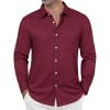 imageJVER Oxford Shirts for Men Stretch Button Down Shirts Solid Casual Long Sleeve Dress Shirts with PocketBurgundy