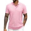 imageJVER Polo Shirts for Men Short Sleeve Ribbed Textured Knit Shirt Stretch Casual Golf TopsPink