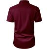 imageJVER Mens Short Sleeve Dress Shirts Stretch Casual Button Down Shirts with Pocket for Business WeddingBurgundy