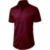 imageJVER Mens Short Sleeve Dress Shirts Stretch Casual Button Down Shirts with Pocket for Business WeddingBurgundy