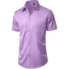 imageJVER Mens Short Sleeve Dress Shirts Stretch Casual Button Down Shirts with Pocket for Business WeddingLavender