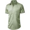 imageJVER Mens Short Sleeve Dress Shirts Stretch Casual Button Down Shirts with Pocket for Business WeddingMint Green
